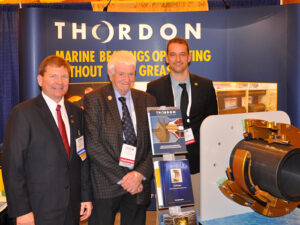 New SNAME scholarship was made possible through a significant contribution from Thordon founder George A. “Sandy” Thomson (center). [Photo: Thordon Bearings]
