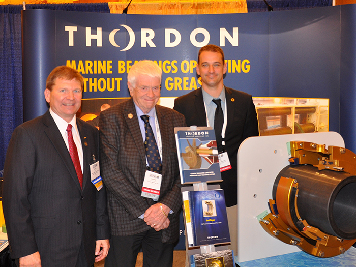 New SNAME scholarship was made possible through a significant contribution from Thordon founder George A. “Sandy” Thomson (center). [Photo: Thordon Bearings]