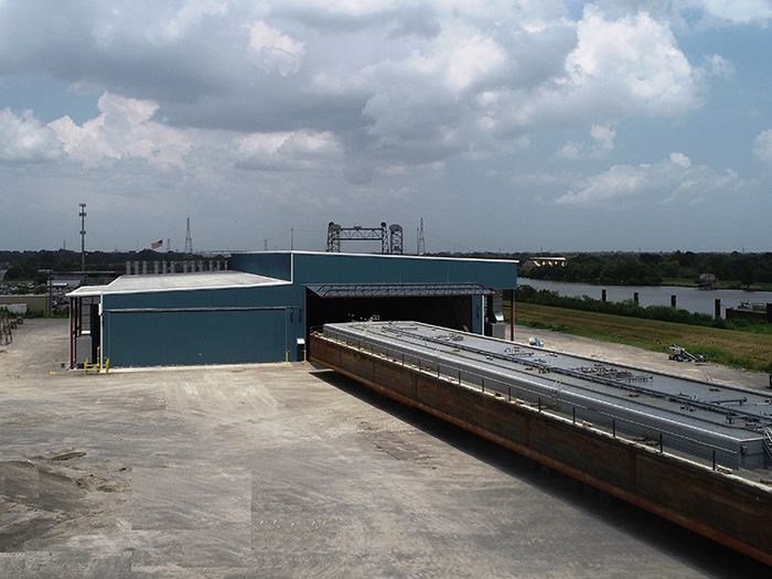C&C Marine and Repair’s press release about surpassing 700 barges blasted with its state-of-the-art robotic blast building