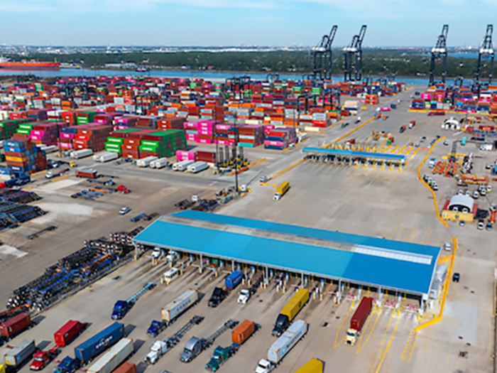 Truck gate activity at Port Houston's Bayport Container Terminal. [Image: Port Houston]