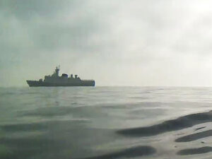 A Chinese PLAN Type 056 corvette as viewed by a Seasats Lightfish during a recent autonomous voyage through the Taiwan Strait. [Photo: Seasats]
