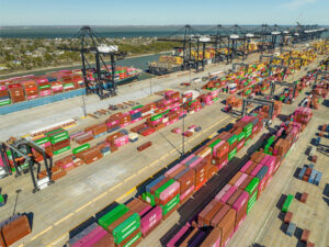 Aerial view of Port Houston’s Bayport Container Terminal yard. [Photo: Port Houston]