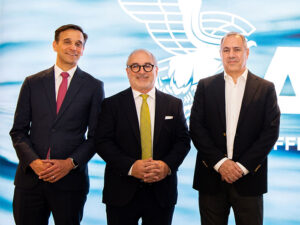 At launch of Sea Tech Innovation Exchange (L to R) : Joshua Huck, Deputy Chief of Mission, U.S. Embassy, Athens; Vassilios Kroustallis, ABS executive vice president and chief commercial officer; and John Xylas, executive board member of the Union of Greek Shipowners. [Photo: ABS]