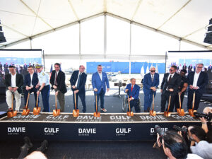 Davie Defense leadership and dignitaries break ground on the modernization of Gulf Copper shipyard facilities. [Photo: Davie Defense]