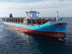 Tema Mærsk, powered by WinGD's X82DF-ME multi-fuel engine platform. [Image courtesy WinGD]
