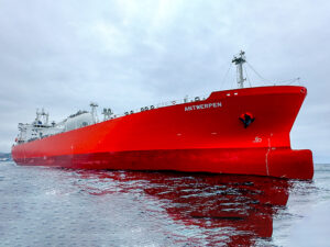 Antwerpen is the world’s first oceangoing vessel powered by a dual-fuel ammonia engine. [Photo: EXMAR]