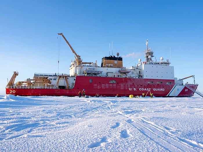 U.S. Coast Guard Cutter Healy (WAGB 20) conducts on-ice research in the Arctic Ocean, Oct. 1, 2025. [U.S. Coast Guard photo by Petty Officer 3rd Class Chris Sappey]