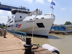 Scillionian IV at the Piriou shipyard in Vietnam. [Photo: Isles of Scilly Steamship Group]